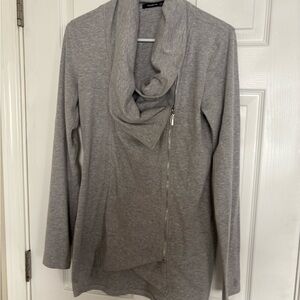 PattyBoutik Gray Asymmetrical Cowl Neck Top